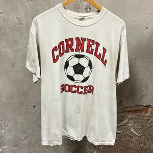 Vintage Y2K White Cornell Soccer Short Sleeve Unisex Graphic T-Shirt Large L